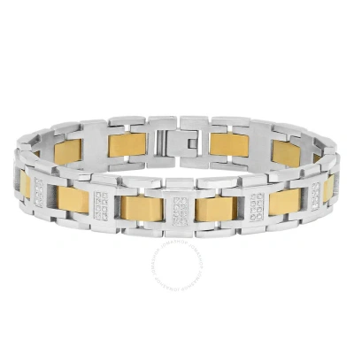 Robert Alton 3/4ctw Diamond Stainless Steel With Two-tone Finish Men's Link Bracelet