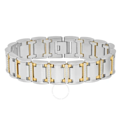 Robert Alton 3/4ctw Diamond Stainless Steel With Yellow Finish Men's Link Bracelet In Two-tone