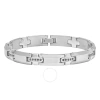 Robert Alton 3/8ctw Black Diamond Tungsten And Stainless Steel High Polish Men's Link Bracelet In Silver-tone