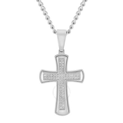 Robert Alton 3/8ctw Diamond Stainless Steel Cross Pendant In White