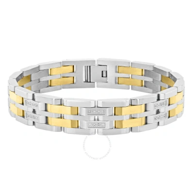 Robert Alton 3/8ctw Diamond Stainless Steel With Yellow Finish Men's Link Bracelet In Gold
