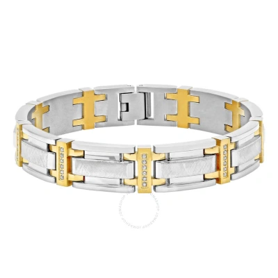 Robert Alton 3/8ctw Diamond Stainless Steel With Yellow Finish Men's Link Bracelet In Two-tone