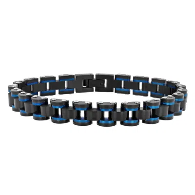 Robert Alton Black And Blue Men's Stainless Steel Bracelet In Two Tone