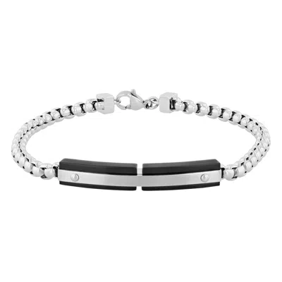 Robert Alton Black Rivet Stainless Steel Men's Id Bracelet In Two Tone