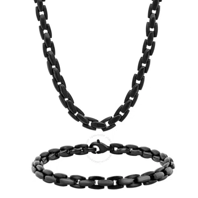 Robert Alton Black Stainless Steel Chain Jewelry Set For Men