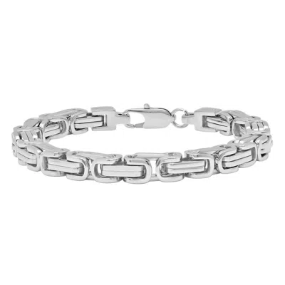 Robert Alton Byzantine Link Men's Stainless Steel Bracelet In Silver Tone
