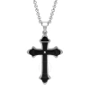 ROBERT ALTON ROBERT ALTON DIAMOND ACCENT STAINLESS STEEL WITH BLACK & WHITE FINISH STACKED CROSS PENDANT