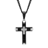 Robert Alton Diamond Accent Stainless Steel With Black Finish Cross Pendant In Black