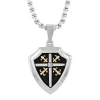 Robert Alton Diamond Accent Stainless Steel With Black Finish Shield Pendant In Tri-color