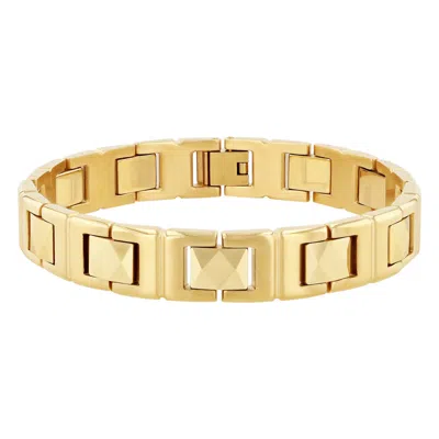 Robert Alton Faceted Link Stainless Steel And Tungsten Bracelet In Gold Tone