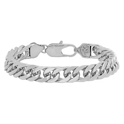 Robert Alton High Polish Curb Chain Men's Stainless Steel Bracelet In Silver Tone