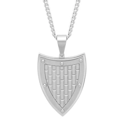 Robert Alton Men's Brick Pattern Stainless Steel Shield Pendant In Silver Tone