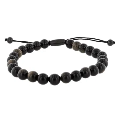 Robert Alton Men's Obsidian Bead Bolo Bracelet In Metallic