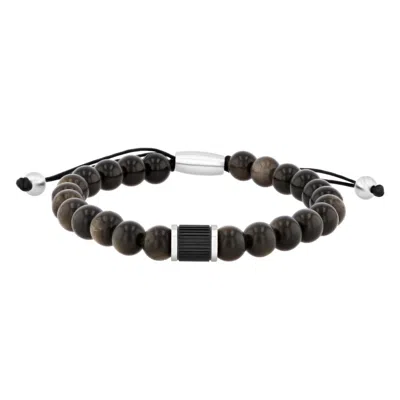 Robert Alton Men's Obsidian Bead Bolo Bracelet In Gold