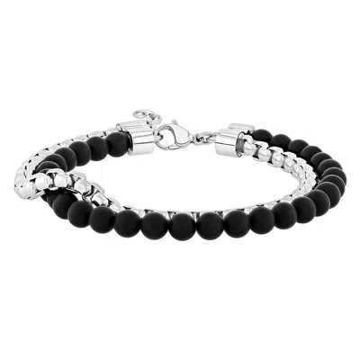 Robert Alton Men's Onyx Bead Bolo Bracelet In Two Tone