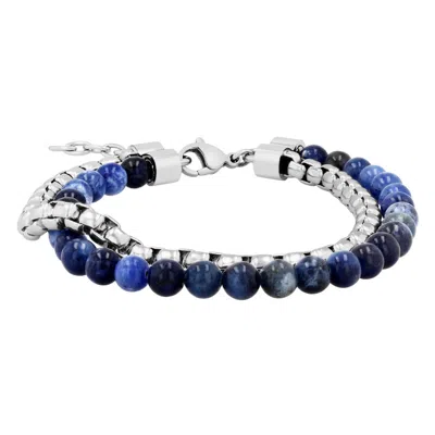 Robert Alton Men's Sodalite Bead Bolo Bracelet In Two Tone