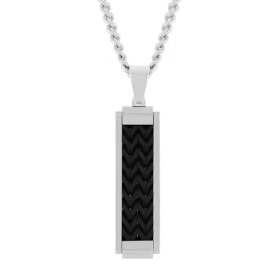 Robert Alton Men's Stainless Steel Black And White Dog Tag Pendant In Two Tone