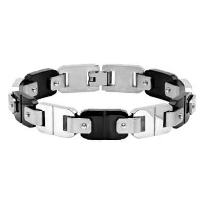 Robert Alton Men's Stainless Steel Black And White Men's Mariner Link Bracelet In Two Tone