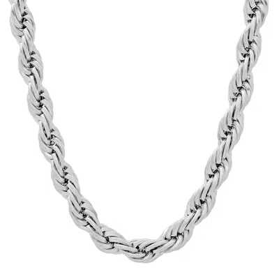 Robert Alton Men's Stainless Steel Rope Link Chain 4mm In Silver Tone