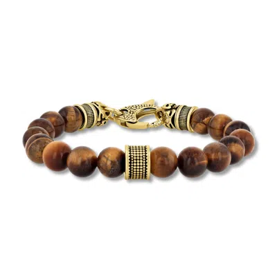 Robert Alton Men's Tiger Eye Bead Bolo Bracelet In Gold Tone