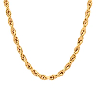 Robert Alton Men's Yellow Finish Stainless Steel Rope Link Chain 5mm In Gold Tone