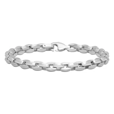 Robert Alton Oval Link Men's Stainless Steel Bracelet In Silver Tone