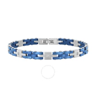 Robert Alton Stainless Steel 1/10ctw Diamond Stainless Steel With Blue Finish Bracelet In Multi