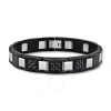 Robert Alton Stainless Steel & Tungsten Black Finish Carbon Fiber Men's Link Bracelet In Tri-color