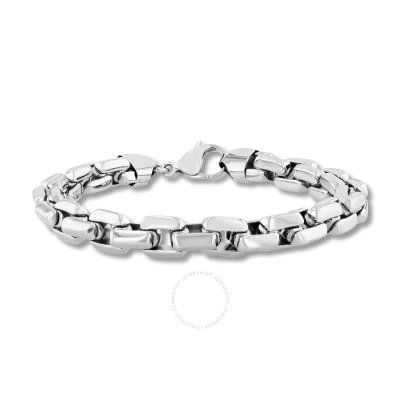 Robert Alton Stainless Steel Beveled Box Link Bracelet In White