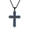 Robert Alton Stainless Steel Black And Blue Finish Cross Pendant