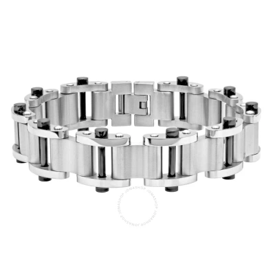 Robert Alton Stainless Steel Black & White Bar Men's Link Bracelet In Silver-tone