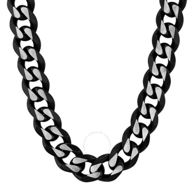 Robert Alton Stainless Steel Black & White Beveled Curb Link Chain In Two-tone