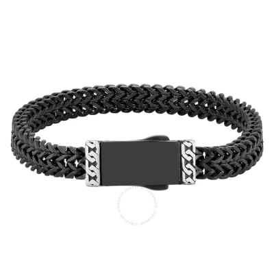 Robert Alton Stainless Steel Black & White Double Row Mens Link Bracelet