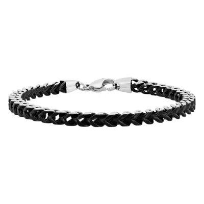 Robert Alton Stainless Steel Black And White Franco Chain Bracelet In Two Tone