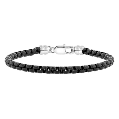 Robert Alton Stainless Steel Black Finish Box Link Chain Bracelet