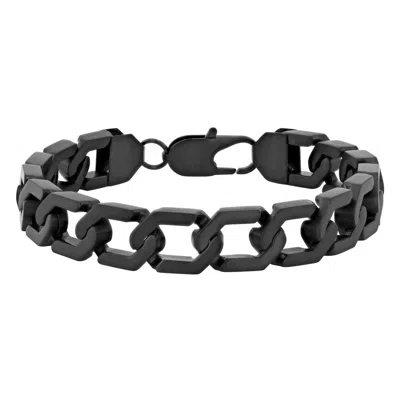 Robert Alton Stainless Steel Black Matte Finish Hexagon Link Bracelet