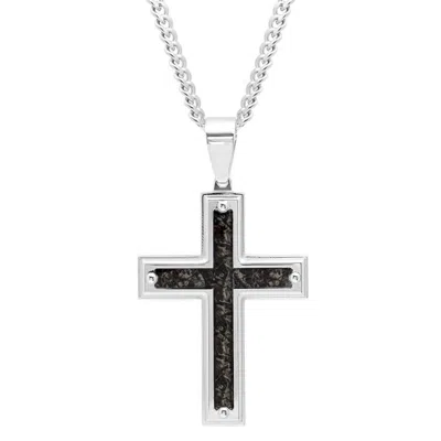 Robert Alton Stainless Steel Camo Inlay Men's Cross Necklace In Two Tone