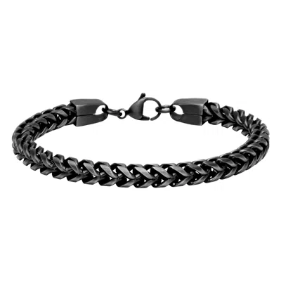 Robert Alton Stainless Steel Gunmetal Franco Chain Bracelet In Black