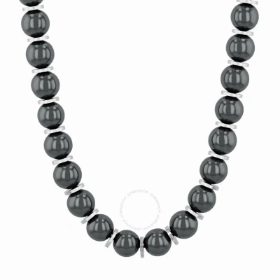 Robert Alton Stainless Steel Hematite 20' Inch Bead Necklace In Chrome