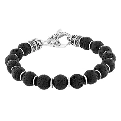 Robert Alton Stainless Steel Lava Bead Bolo Bracelet In Gunmetal