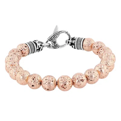 Robert Alton Stainless Steel Lava Bead Bolo Bracelet In Pink/rose Gold Tone/gold Tone