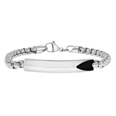 Robert Alton Stainless Steel Men's Id Bracelet In Silver Tone