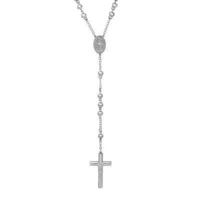 Robert Alton Stainless Steel Men's Rosary Necklace In Silver Tone