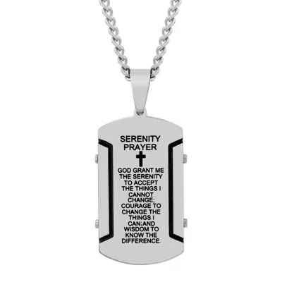 Robert Alton Stainless Steel Serenity Prayer Men's Dog Tag Necklace In Silver Tone