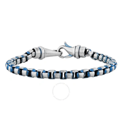 Robert Alton Stainless Steel White And Blue Box Mens Link Bracelet In Two-tone