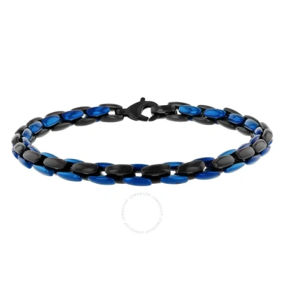 Robert Alton Stainless Steel With Black & Blue Finish Bracelet In Two-tone