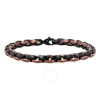 Robert Alton Stainless Steel With Black & Brown Finish Oval Link Bracelet In Two-tone