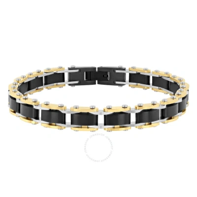 Robert Alton Stainless Steel With Black & Yellow Finish Mens Bracelet In Tri-color