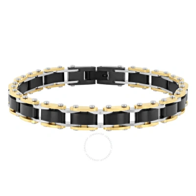 Robert Alton Stainless Steel With Black & Yellow Finish Men's Bracelet In Tri-color