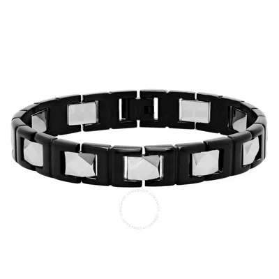Robert Alton Stainless Steel With Black Finish Facet Link Bracelet In Multi